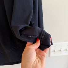 Load image into Gallery viewer, Ted Baker Quarter Leather Zip Polo Long Sleeve Pullover Sweater Navy Blue 7