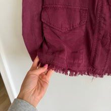 Load image into Gallery viewer, Sanctuary Roy Frayed Raw Hem Mock Neck Zip Up Army Jacket Burgundy Red M