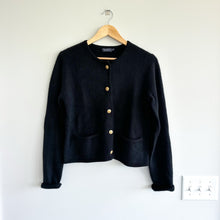Load image into Gallery viewer, Vineyard Vines Plush Cardigan Wool-Cashmere Blend Button Front Sweater Black M