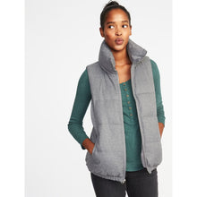 Load image into Gallery viewer, Old Navy Textured Frost-Free Zip Up Mock Neck Outdoor Puffer Vest Gray M