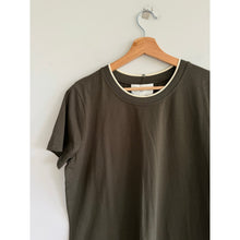 Load image into Gallery viewer, Pompander Place Short Sleeve Stretch Crewneck T-Shirt Dress Olive Green L NWT
