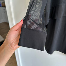 Load image into Gallery viewer, Joseph Ribkoff Round Neck Sheer Sleeve Overlay Tunic Top Black 18
