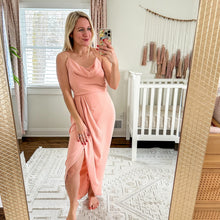 Load image into Gallery viewer, NWT Shona Joy Core Lace Up Cowl Maxi Dress in Dusty Pink 12