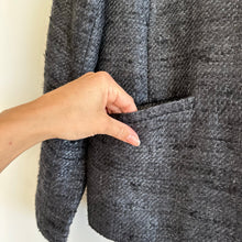 Load image into Gallery viewer, Eileen Fisher Matka Silk Metallic Open Front Blazer Charcoal Gray 8