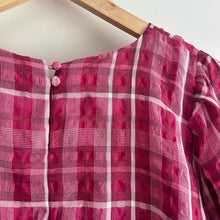 Load image into Gallery viewer, Madewell Plaid Puff-Sleeve Top Pink S