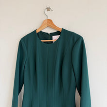 Load image into Gallery viewer, Carolina Herrera Crepe Pleated Midi Cocktail Dress Pine Green