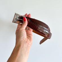 Load image into Gallery viewer, Ralph Lauren Leather Textured Logo Silver Buckle Belt Brown M