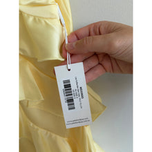 Load image into Gallery viewer, Petal and Pup Ciao Ruffles Sleeveless V-Neck Maxi Satin Dress Pale Yellow S NWT