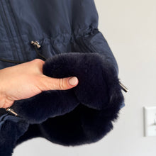 Load image into Gallery viewer, La Fiorentina Reversible Faux Fur Hooded Zip Up Vest Navy