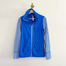 Load image into Gallery viewer, Lululemon Daily Yoga Striped Sleeve Activewear Basic Jacket Blue 4