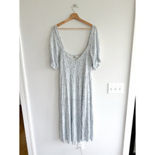 Load image into Gallery viewer, Abercrombie & Fitch Floral Print Smocked Side Slit Midi Dress Blue XL