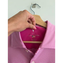 Load image into Gallery viewer, Fairway & Greene Mini Striped Short Sleeve Polo Shirt Pink White XL