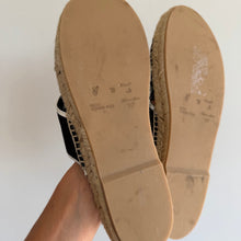 Load image into Gallery viewer, Off-White Logo Criss Cross Canvas Strap Espadrille Slide Sandals Black 9