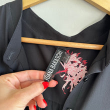 Load image into Gallery viewer, Yoana Baraschi Floral Long Sleeve Tunic Ruffle Shirt Dress Black L