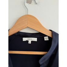 Load image into Gallery viewer, Vince Silk Satin V-Neck Long Sleeve Blouse Navy Blue M