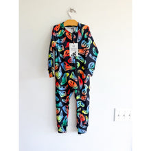 Load image into Gallery viewer, Deux Par Deux Smiley Face Boy Print Long Sleeve Thermal One Piece Black 4 NWT