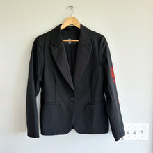 Load image into Gallery viewer, Hipchik Couture Skull Rose Beaded Single-Breasted Blazer Black 14
