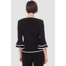Load image into Gallery viewer, Joseph Ribkoff Ruffles 3/4 Sleeve Tie-Up Front Jacket Top Set Black 14