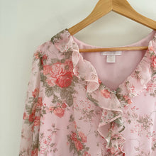 Load image into Gallery viewer, Rachel Parcell Sophia Floral Print Ruffle Long Sleeve Romper Pink M