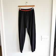 Load image into Gallery viewer, Aviator Nation Logo Rainbow Striped Trim Cropped Hoodie Set Black M