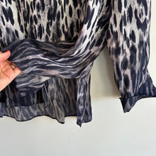 Load image into Gallery viewer, Elie Tahari Ingunn Animal Print Long Sleeve Button Up Shirt Black L