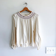 Load image into Gallery viewer, Madewell Superlight Jacquard Embroidered Smocked Blouse Cream S