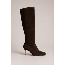 Load image into Gallery viewer, Manolo Blahnik Suede Pull-On Pointed Toe Tall Heeled Boots Brown 10.5