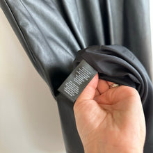 Load image into Gallery viewer, Lafayette 148 New York Faux Leather Short Sleeve A-Line Dress Black M NWT