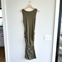 Load image into Gallery viewer, Michael Stars Wren Ruched Side Bodycon Ribbed Dress Topiary Green M