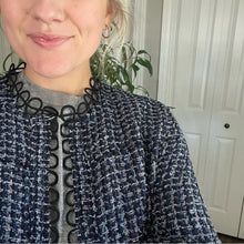 Load image into Gallery viewer, Elie Tahari Twill Midi Cut Out Lace Trim Coat