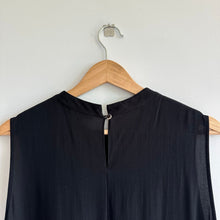 Load image into Gallery viewer, Eileen Fisher Silk Georgette Crepe Round Neck Dress Black LP