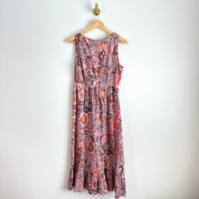 Load image into Gallery viewer, NWT Madewell Lace-Up Ruffle-Hem V-Neck Sleeveless Midi Dress Brown 6