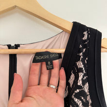 Load image into Gallery viewer, Tadashi Shoji Floral Lace Jersey Fit & Flare V-Neck Mini Dress Black 8