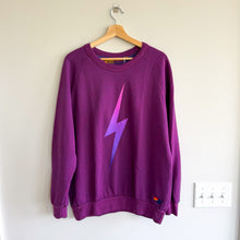Load image into Gallery viewer, Aviator Nation Bold Fade Relaxed Crew Sweatshirt Purple L NWT