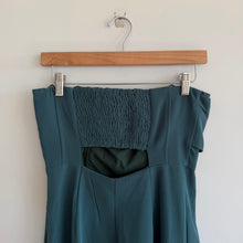 Load image into Gallery viewer, Anthropologie Hailee C Bow-Front Strapless Cut Out Back Cropped Jumpsuit Teal 6