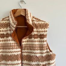 Load image into Gallery viewer, Thread & Supply Issey Reversible Crop Fair Isle Pattern Vest Brown Cream S