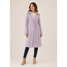 Load image into Gallery viewer, Badgley Mischka Double Face Wool Tie Waist Wrap Trench Coat Purple S