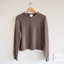 Load image into Gallery viewer, H&M Studded Embellished Button Front Cardigan Dark Beige M NWT