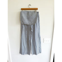 Load image into Gallery viewer, Donni Striped Pattern Strapless Cropped Top High Rise Wide Leg Pants Set Blue L
