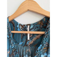 Load image into Gallery viewer, Free People Purple Haze Ruffles V-Neck Tiered Tunic Teal S