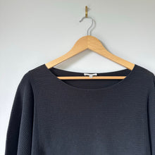 Load image into Gallery viewer, Lafayette 148 New York Ribbed Round Neck 3/4 Sleeve Pullover Sweater Black L