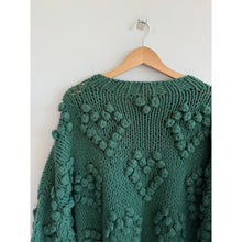 Load image into Gallery viewer, Wishlist Pom Pom Heart Oversized Chunky Knit Pullover Sweater Green S