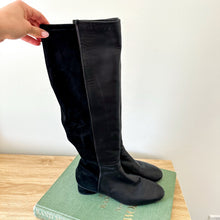 Load image into Gallery viewer, Stuart Weitzman Leather Suede Pull On Riding Boots Black 8.5