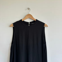 Load image into Gallery viewer, Eileen Fisher Silk Georgette Crepe Round Neck Dress Black LP