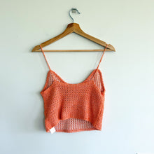Load image into Gallery viewer, Zara Crochet Knit Scoop Neck Pullover Cropped Tank Top Orange L
