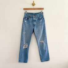 Load image into Gallery viewer, Levi's 501 Distressed High Rise Button-Fly Denim Straight Jeans Blue 24