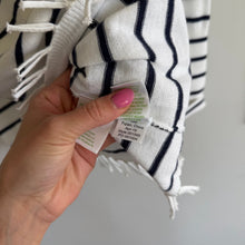 Load image into Gallery viewer, Lily Pulitzer Crestwood Striped Fringe Hem Pullover Sweater White Navy S