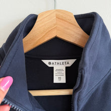 Load image into Gallery viewer, Athleta Logo Fleece 1/4 Zip Power of She Pullover Sweatshirt Navy Blue XS NWT
