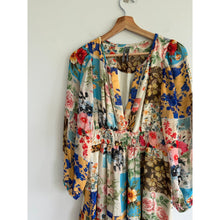 Load image into Gallery viewer, Anthropologie Somerset Floral Patchwork Long Sleeve Chiffon Maxi Dress Blue M