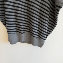 Load image into Gallery viewer, ST. JOHN Wool Asymmetrical Striped Knit Dolman Sleeve Pullover Sweater Gray M